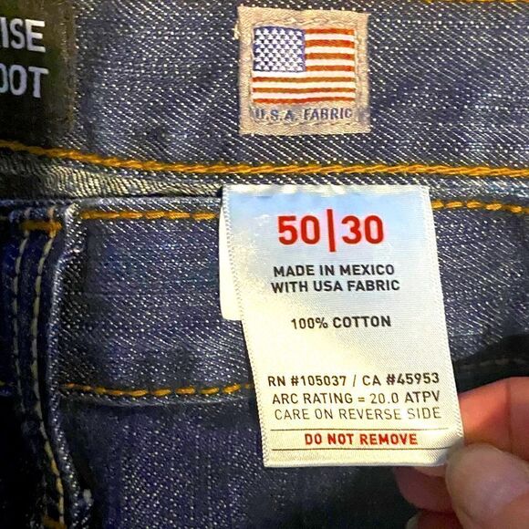 ARIAT FR Cat 2 Men’s Sz 50 x 30 Dark Denim Carpenter Low Rise M4 Bootcut Jeans - Picture 5 of 8